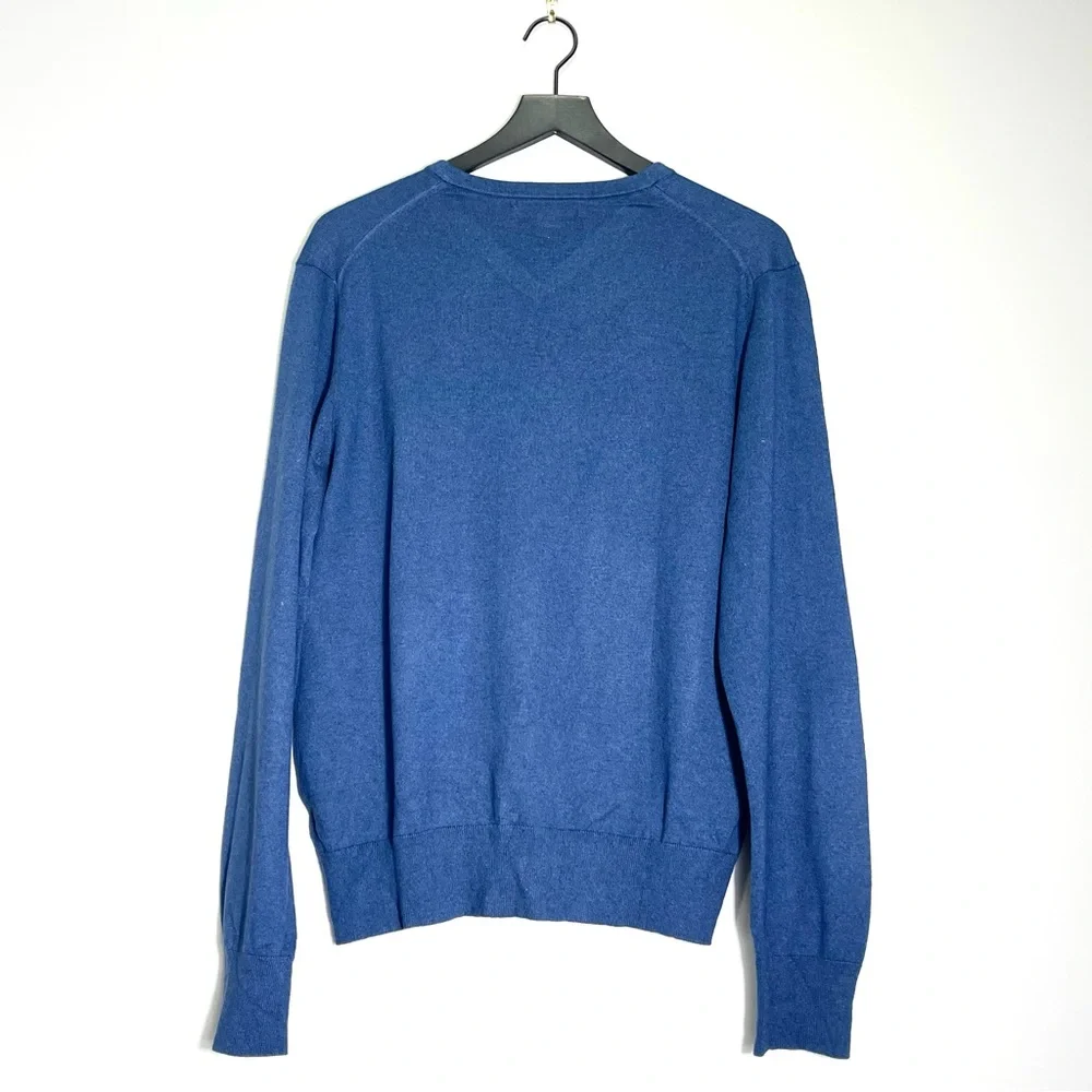 BANANA REPUBLIC Men's Silk Cashmere Blend V-Neck Blue Sweater Size Large